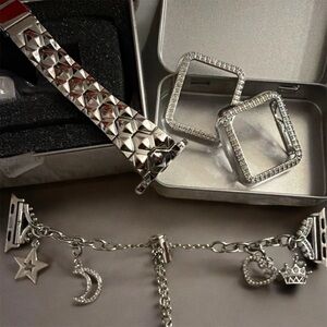 Silver Crystal Apple Watch Band & Charm Bracelet Band